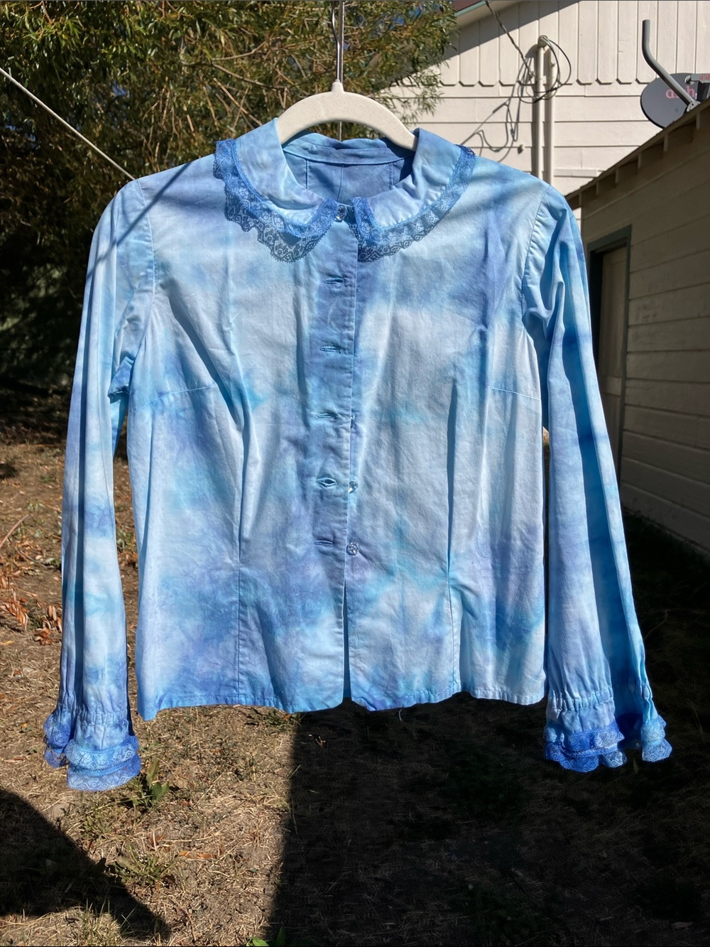 Blue Lace Collar Blouse